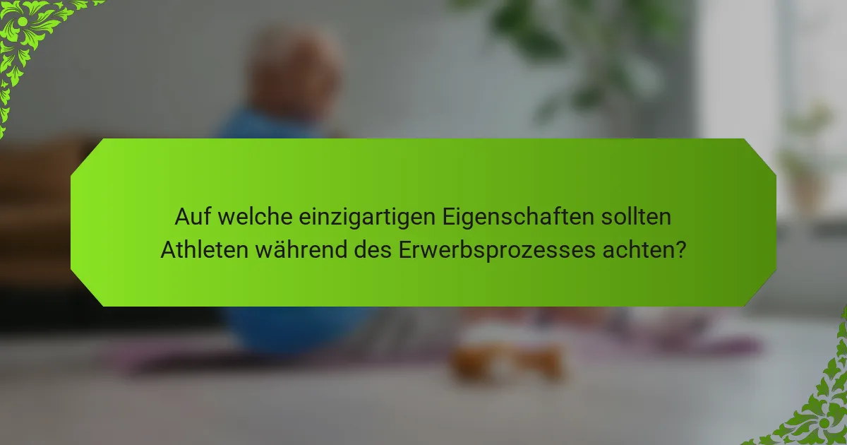Auf welche einzigartigen Eigenschaften sollten Athleten während des Erwerbsprozesses achten?