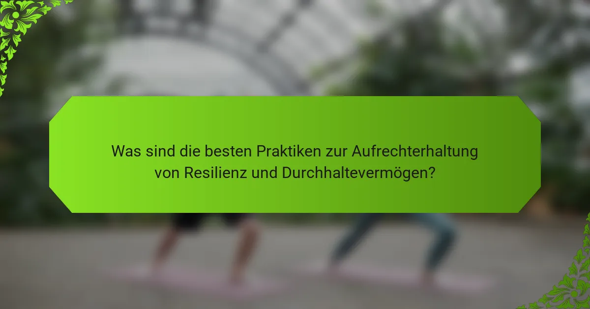 Was sind die besten Praktiken zur Aufrechterhaltung von Resilienz und Durchhaltevermögen?