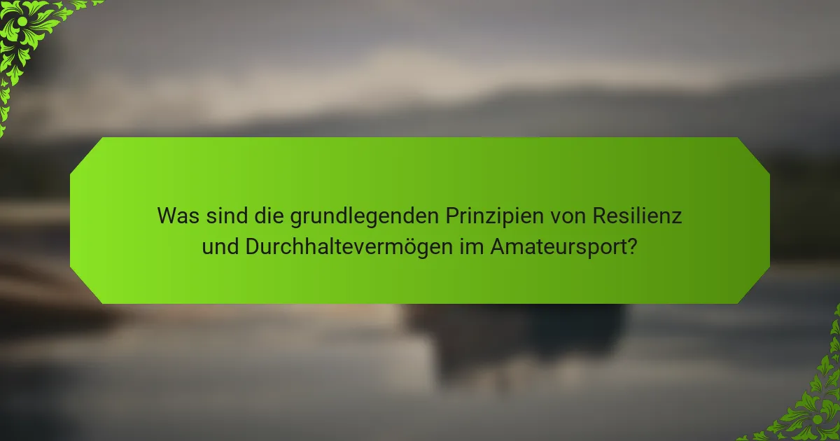 Was sind die grundlegenden Prinzipien von Resilienz und Durchhaltevermögen im Amateursport?