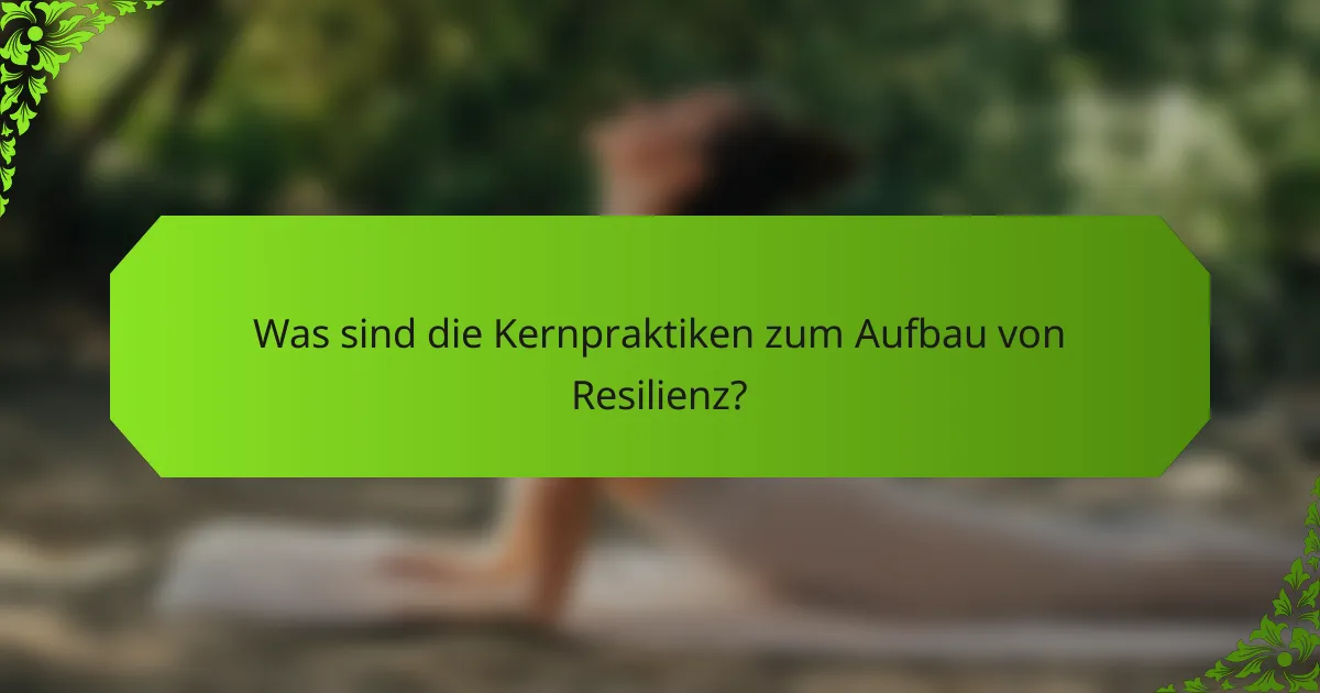 Was sind die Kernpraktiken zum Aufbau von Resilienz?