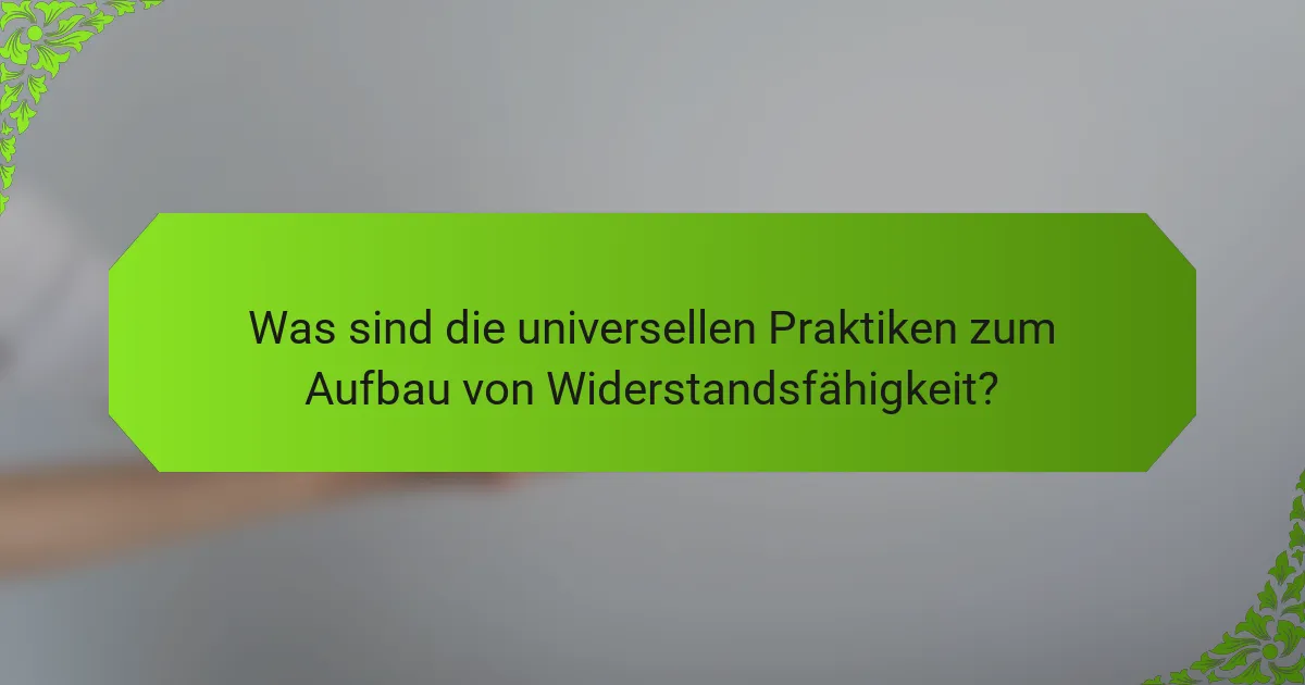Was sind die universellen Praktiken zum Aufbau von Widerstandsfähigkeit?