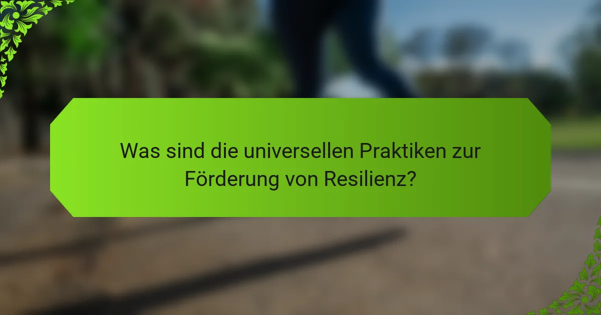 Was sind die universellen Praktiken zur Förderung von Resilienz?