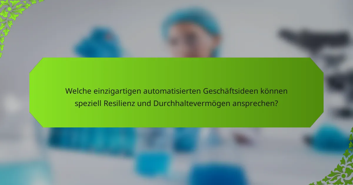 Welche einzigartigen automatisierten Geschäftsideen können speziell Resilienz und Durchhaltevermögen ansprechen?