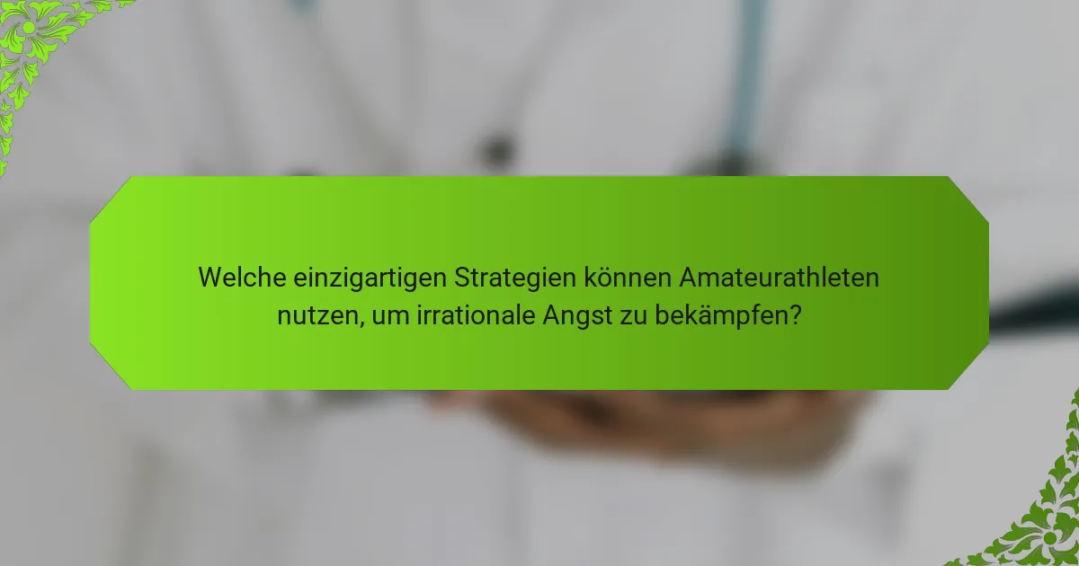Welche einzigartigen Strategien können Amateurathleten nutzen, um irrationale Angst zu bekämpfen?