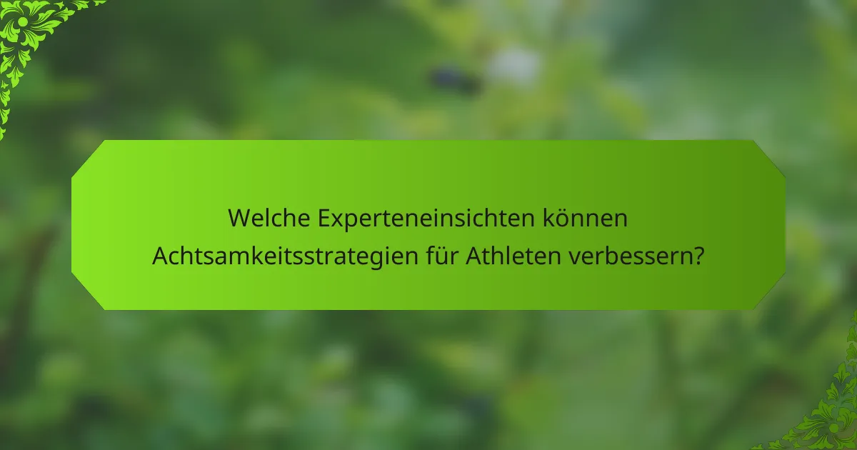 Welche Experteneinsichten können Achtsamkeitsstrategien für Athleten verbessern?