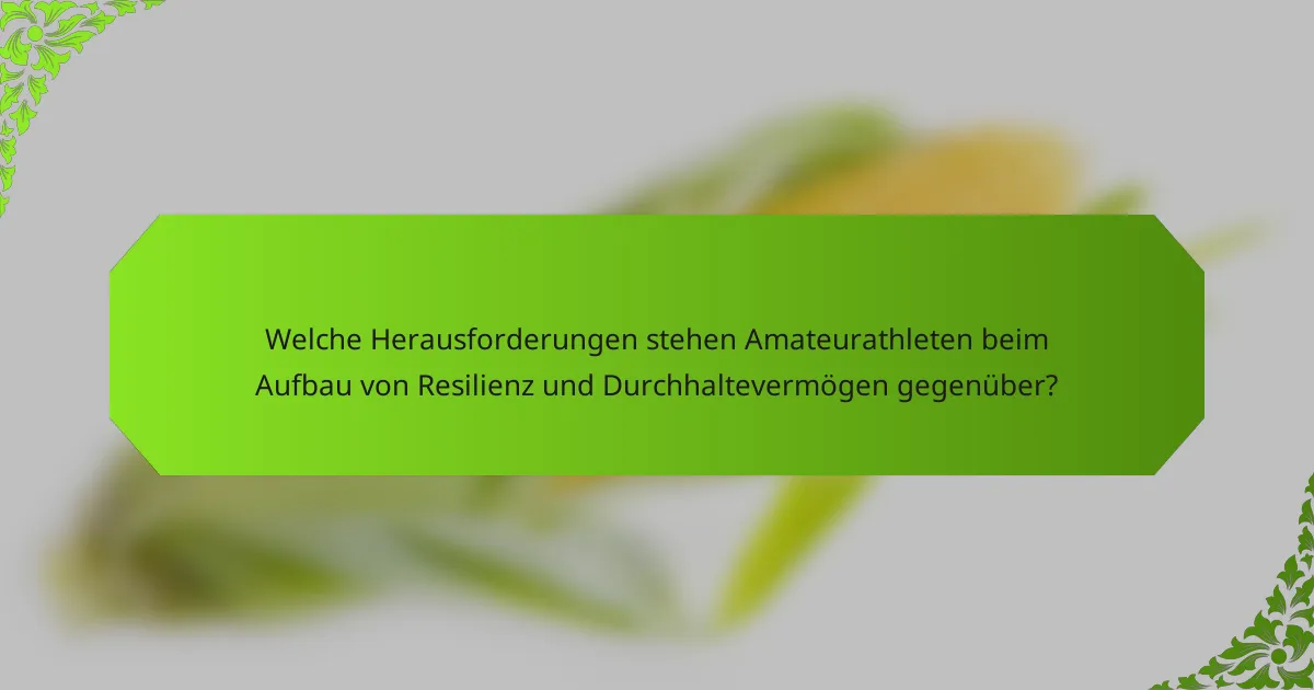 Welche Herausforderungen stehen Amateurathleten beim Aufbau von Resilienz und Durchhaltevermögen gegenüber?