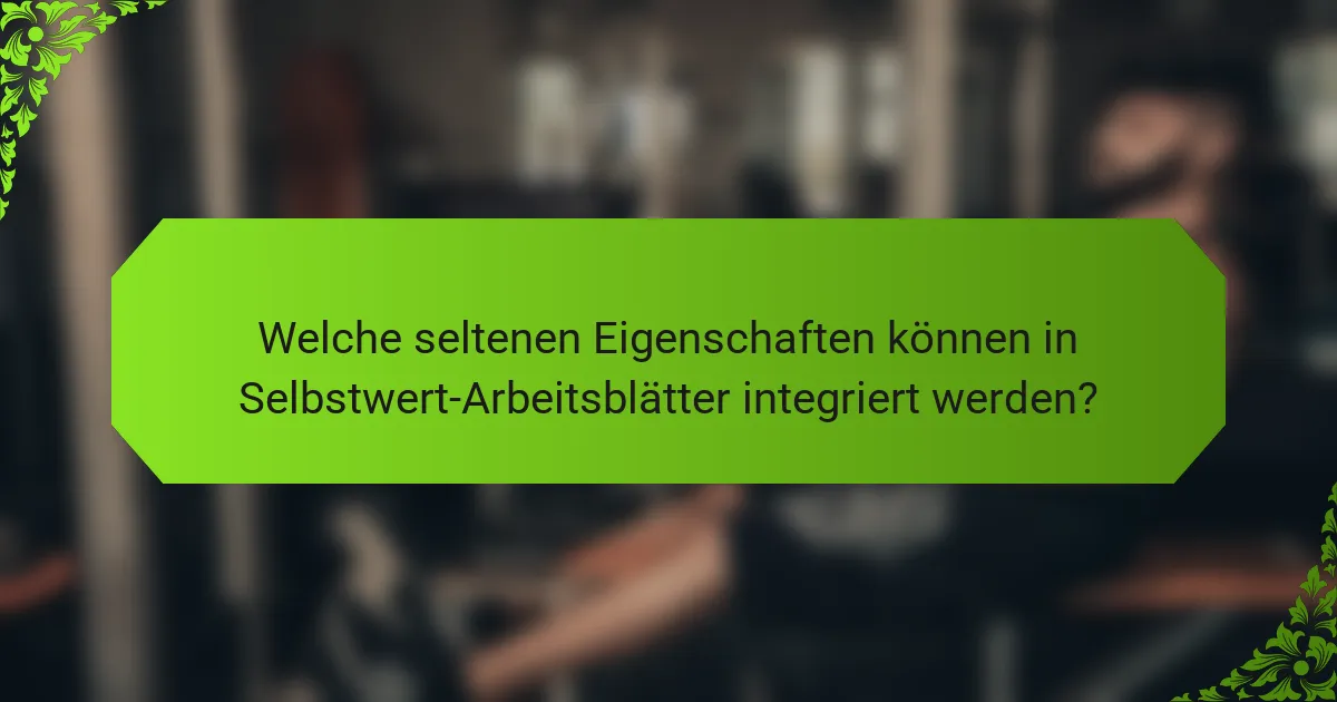 Welche seltenen Eigenschaften können in Selbstwert-Arbeitsblätter integriert werden?