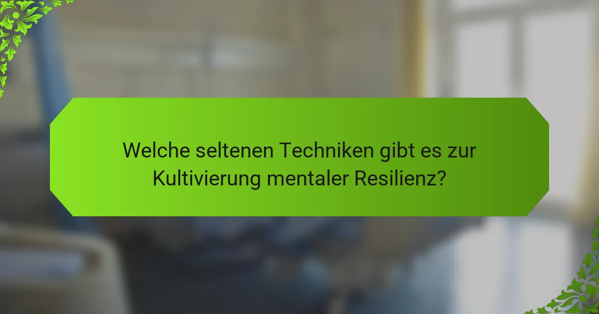 Welche seltenen Techniken gibt es zur Kultivierung mentaler Resilienz?