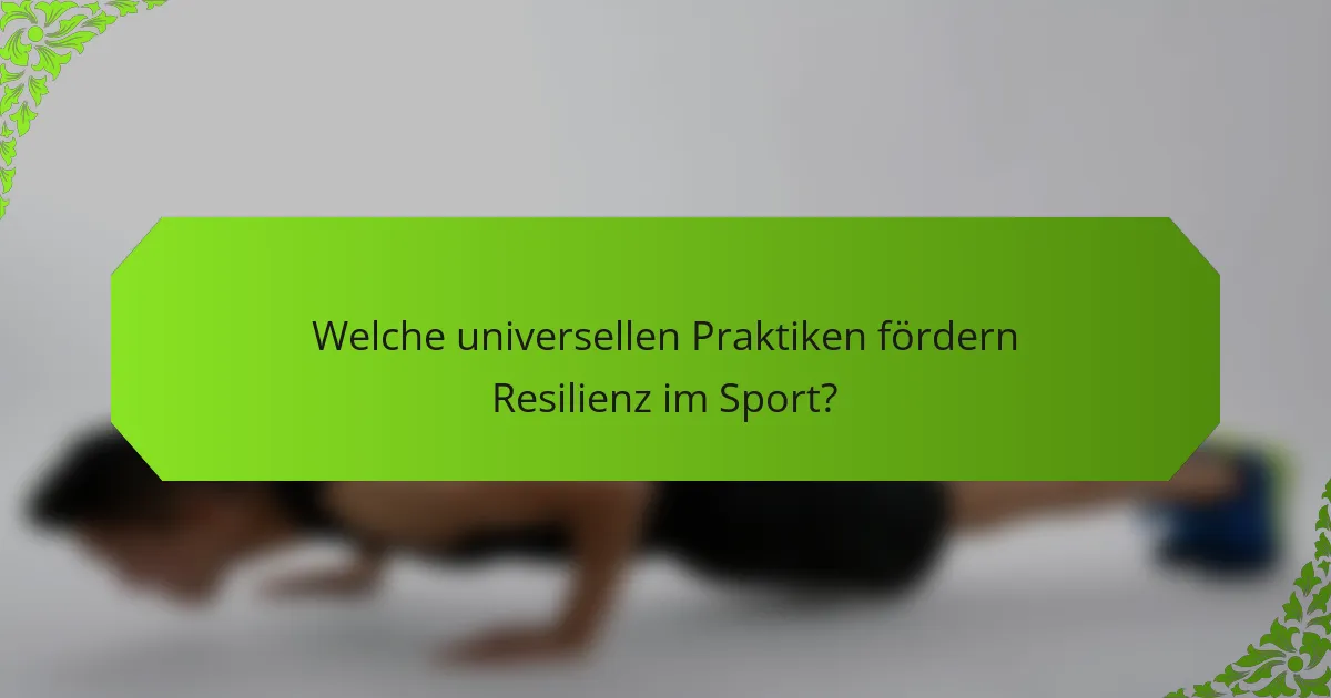 Welche universellen Praktiken fördern Resilienz im Sport?